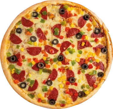 Kaşar Sucuklu Pizza — taş fırında pişmiş, servise hazır