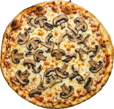 Mantar & Kaşarlı Pizza — taş fırında pişmiş, servise hazır